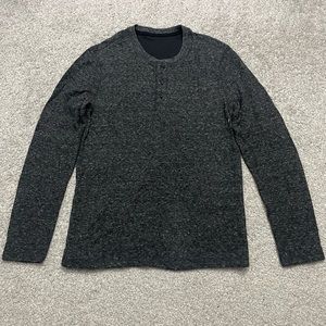 Men’s Henley Shirt. Color: Black. Size: Medium